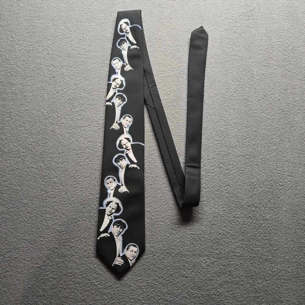 WallyWear The Three Stooges Vintage 1997 Black Graphic Novelty Tie Made in USA